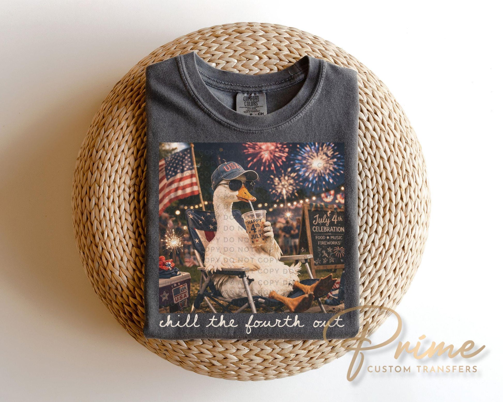Patriotic Goose DTF Transfer, Chill the Fourth Out, 4th of July Tshirt Design