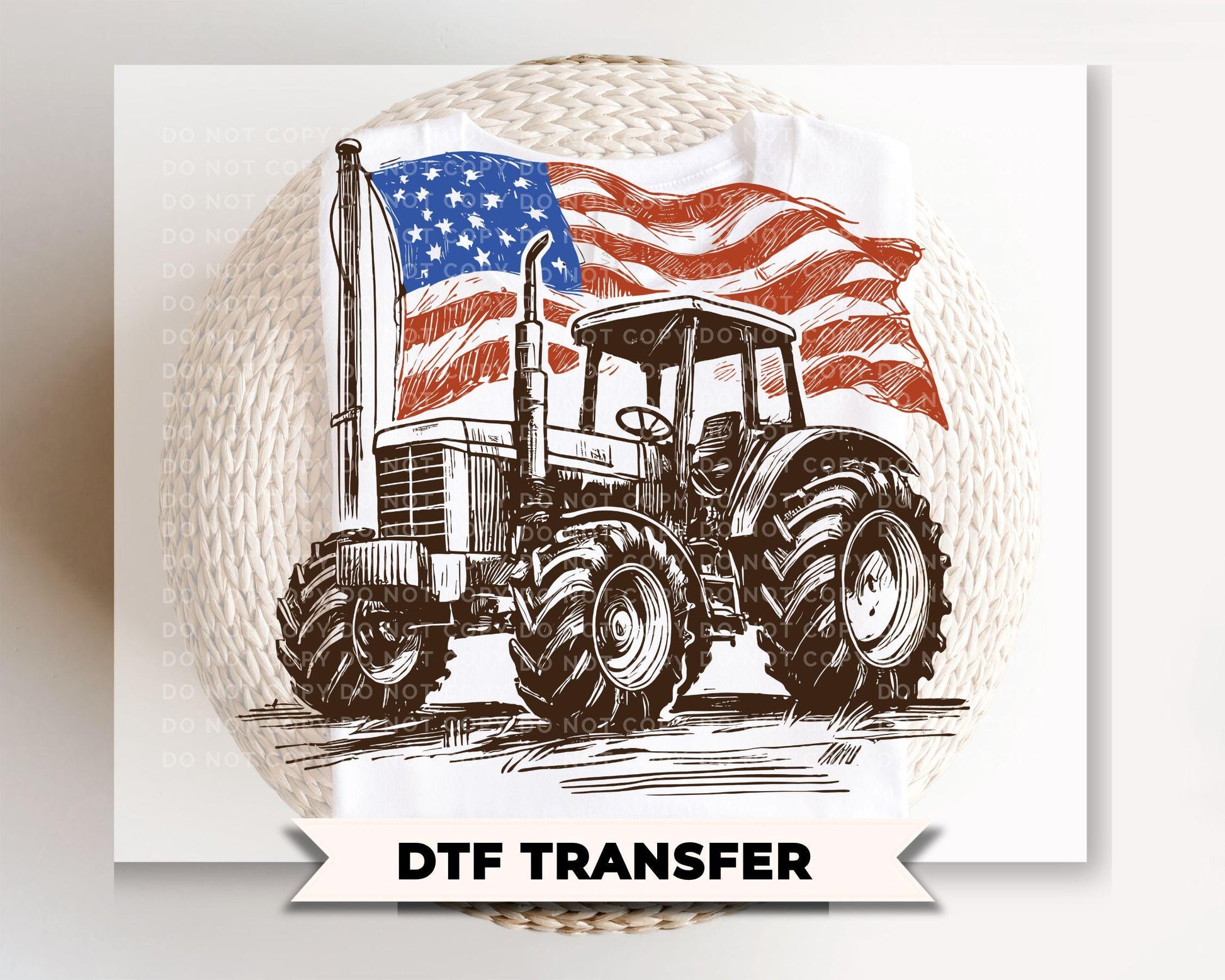 Patriotic Tractor DTF Transfer, Ready to Press, Boys 4th of July Tshirt Design