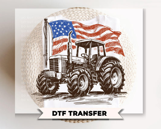 Patriotic Tractor DTF Transfer, Ready to Press, Boys 4th of July Tshirt Design