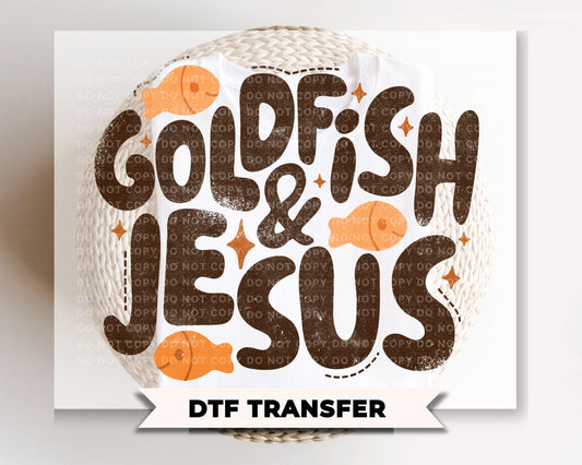 Goldfish and Jesus DTF Transfer, Ready to Press, Kids Christian Tshirt Design