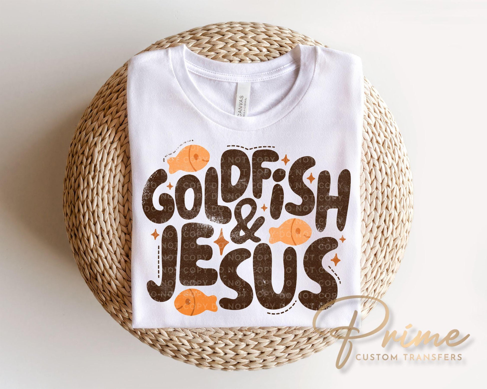 Goldfish and Jesus DTF Transfer, Ready to Press, Kids Christian Tshirt Design