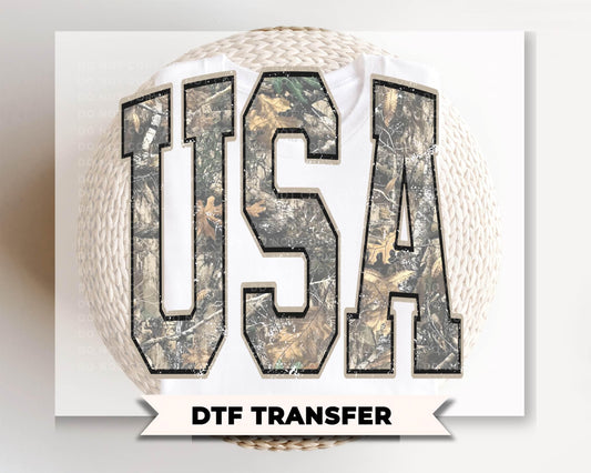 Camoflauge USA DTF Transfer, Ready to Press, 4th of July Tshirt Design
