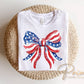 Patriotic Bow DTF Transfer, Ready to Press, Brushstroke 4th of July Tshirt Design