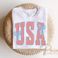 Seersucker Stripes USA with Bows DTF Transfer, 250 Anniversary, 4th of July Tshirt Design