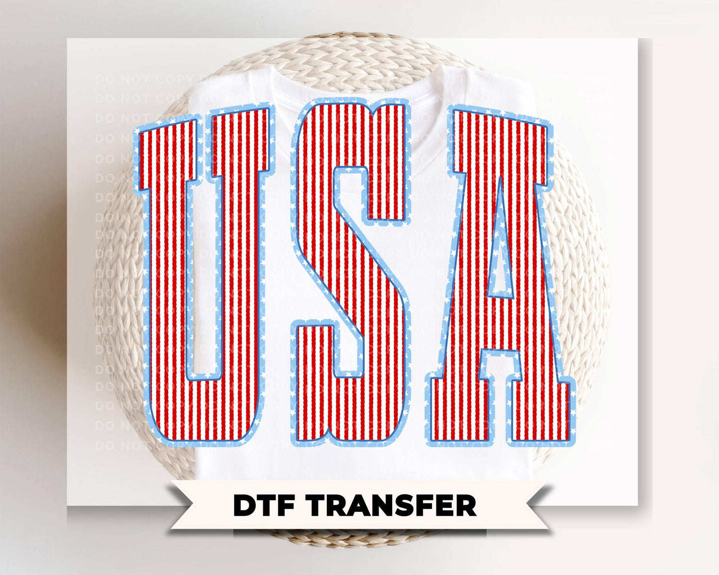 Seersucker Stripes USA DTF Transfer, 250 Anniversary, 4th of July Tshirt Design