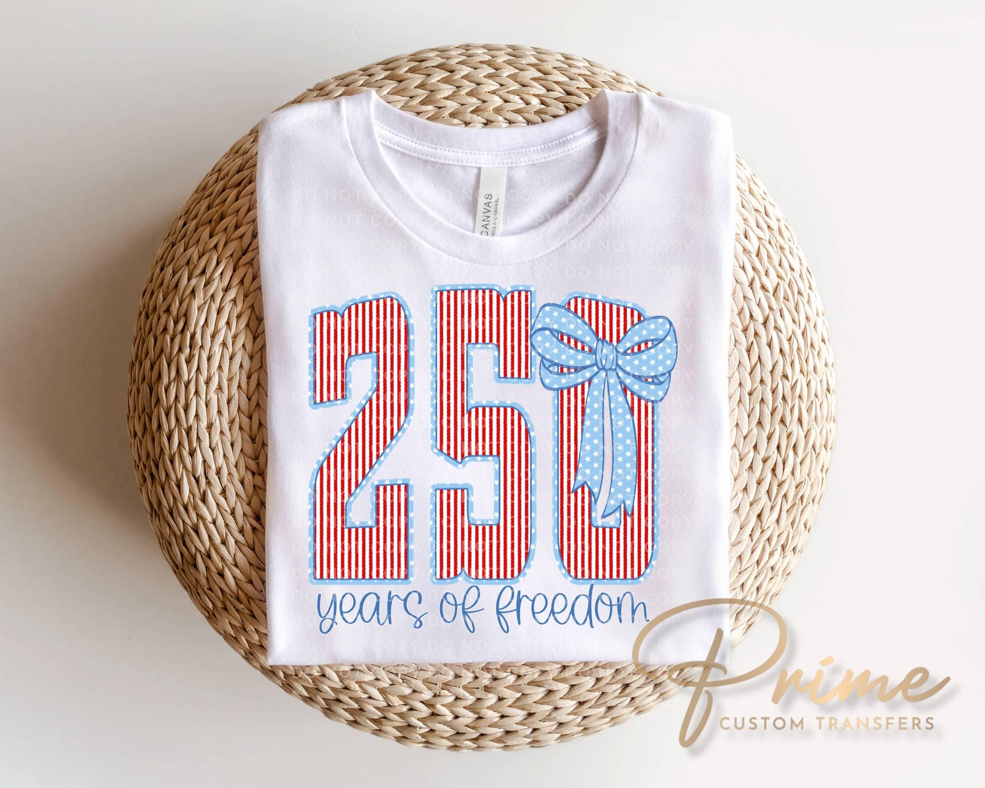 250 Years of Freedom DTF Transfer, Seersucker Stripes, 4th of July Tshirt Design