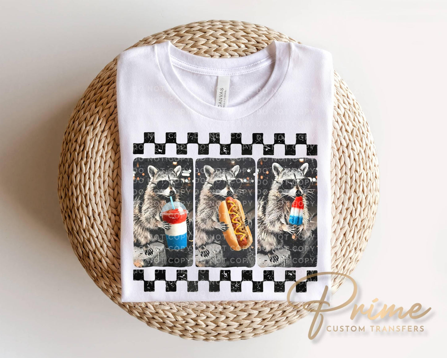 Patriotic Raccoons DTF Transfer, Ready to Press, Funny 4th of July Tshirt Design