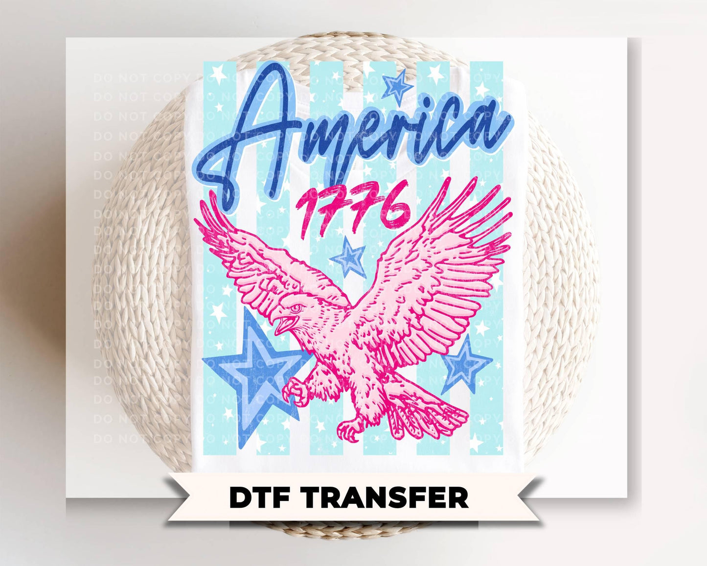 Striped Patriotic Eagle DTF Transfer, Ready to Press, Trendy 4th of July Tshirt Design
