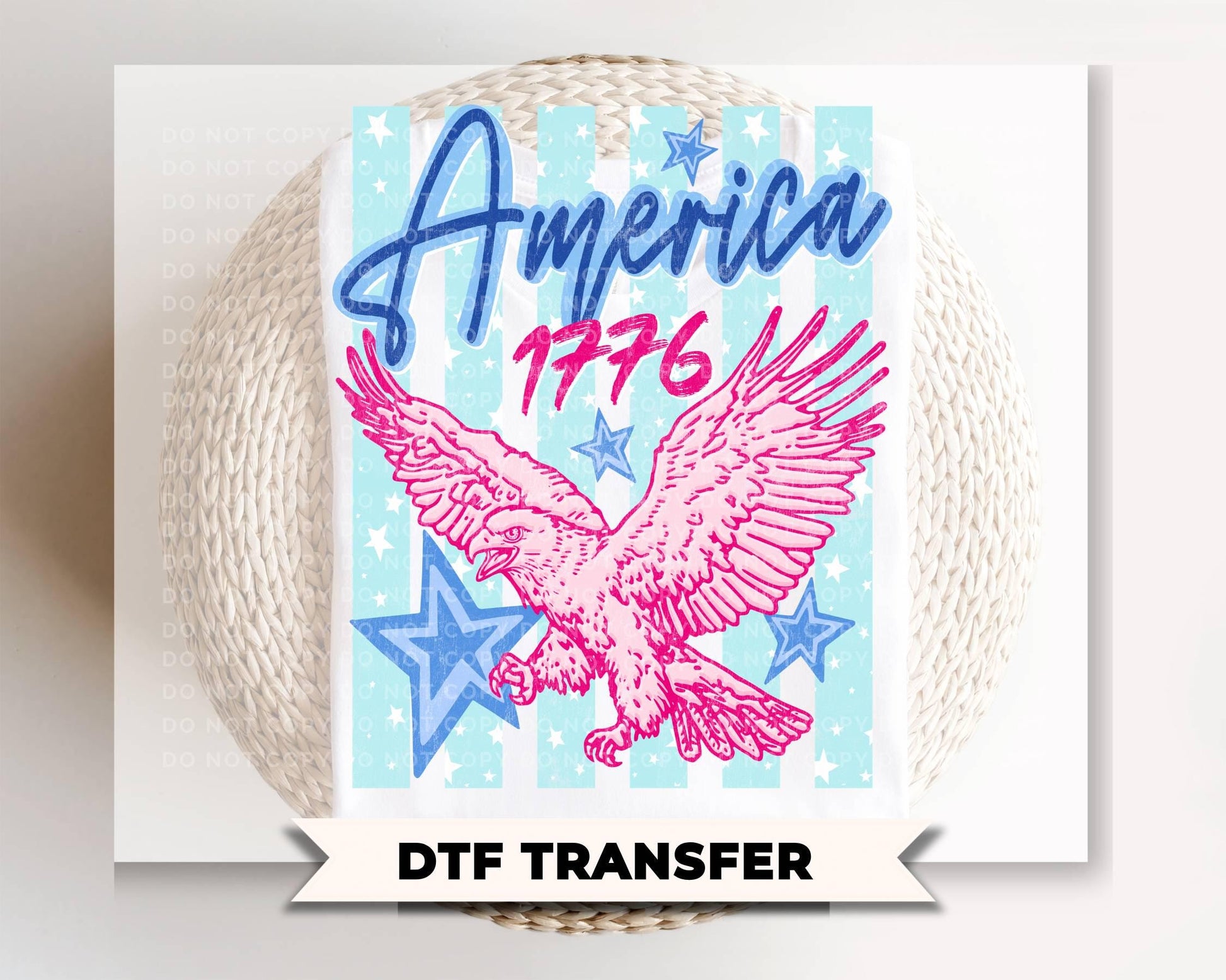 Striped Patriotic Eagle DTF Transfer, Ready to Press, Trendy 4th of July Tshirt Design