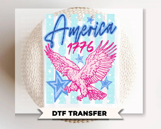 Striped Patriotic Eagle DTF Transfer, Ready to Press, Trendy 4th of July Tshirt Design