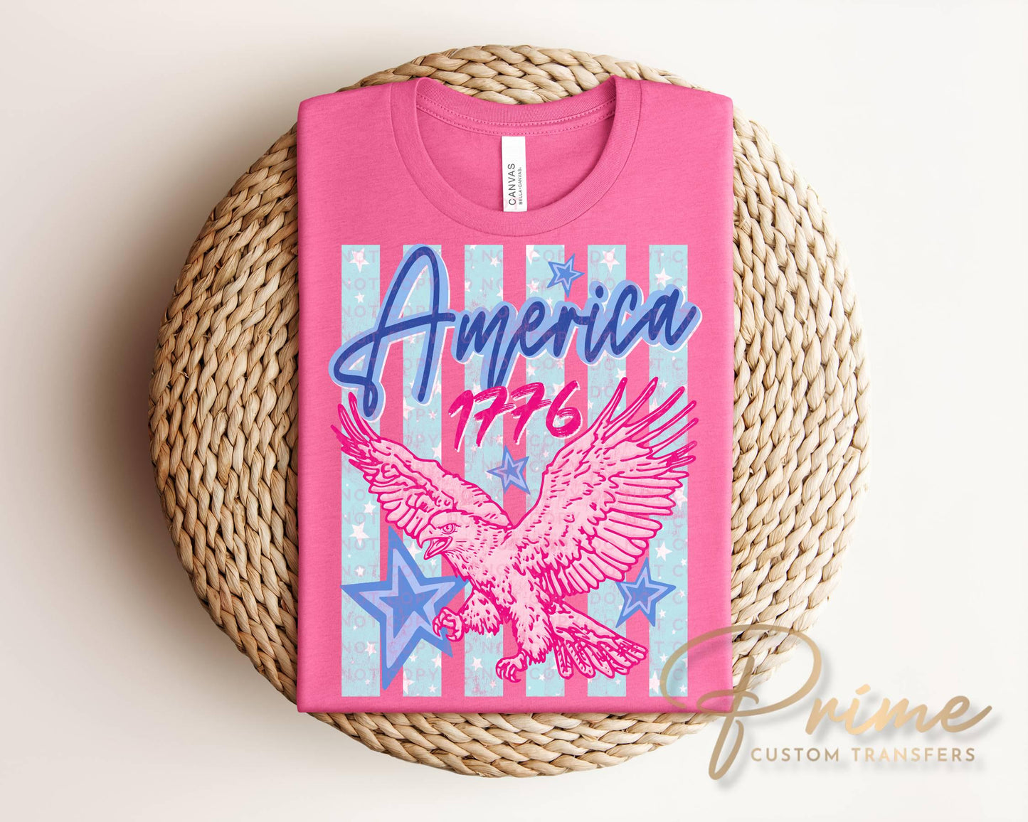 Striped Patriotic Eagle DTF Transfer, Ready to Press, Trendy 4th of July Tshirt Design