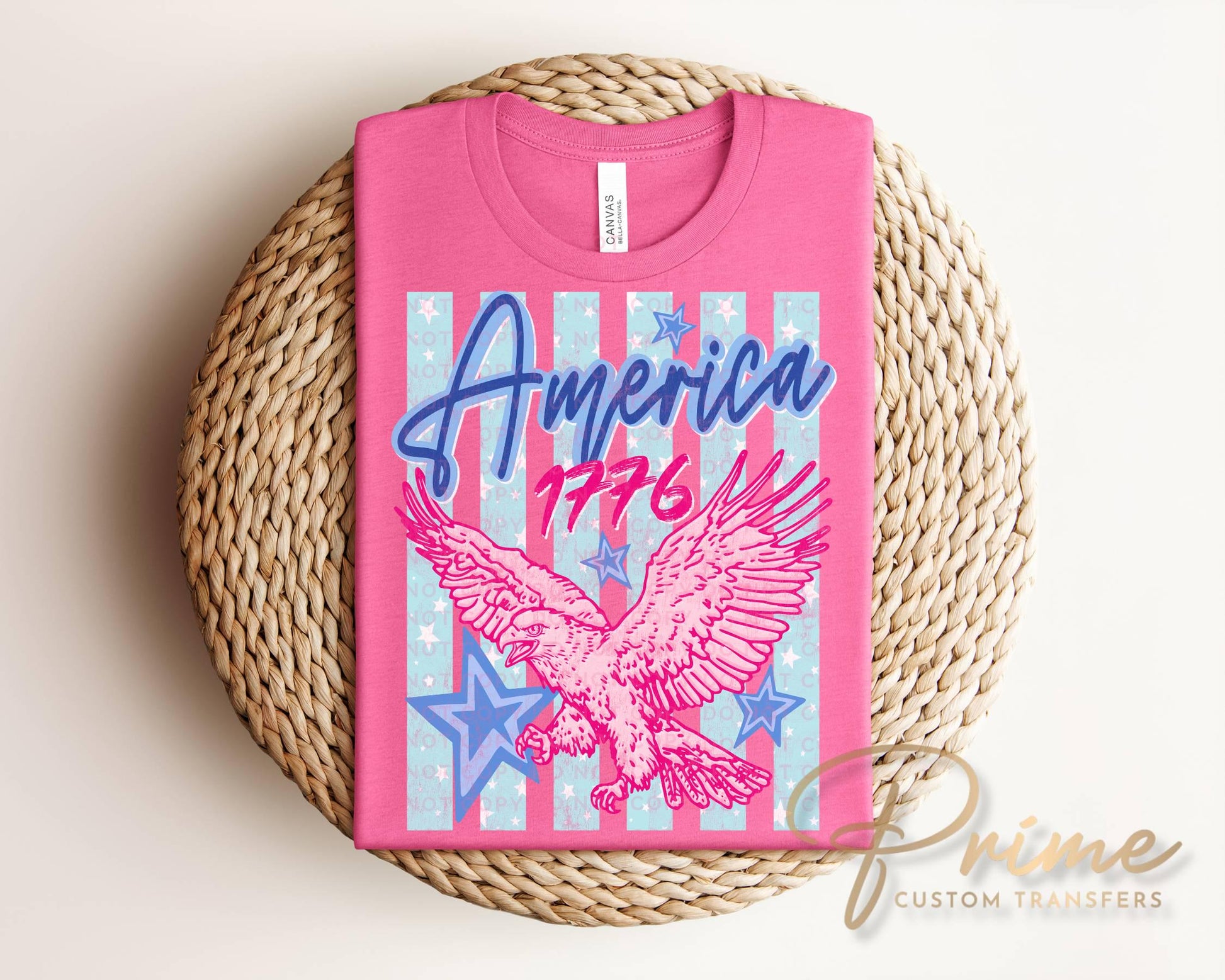 Striped Patriotic Eagle DTF Transfer, Ready to Press, Trendy 4th of July Tshirt Design