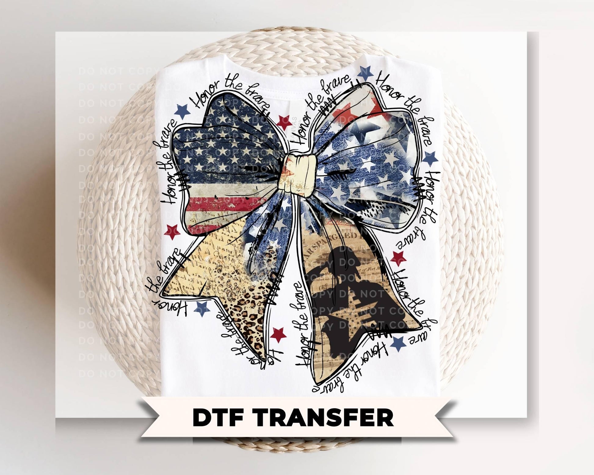 American Flag Bow DTF Transfer, Memorial Day, 4th of July Tshirt Design