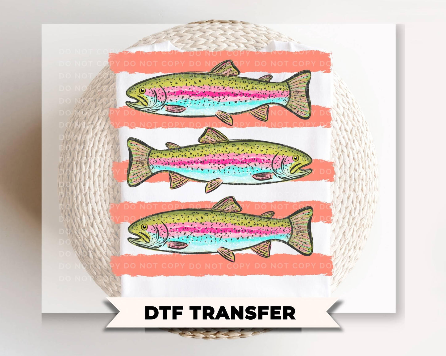 Preppy Bass Fish DTF Transfer, Ready to Press, Coastal Summer T-Shirt Design