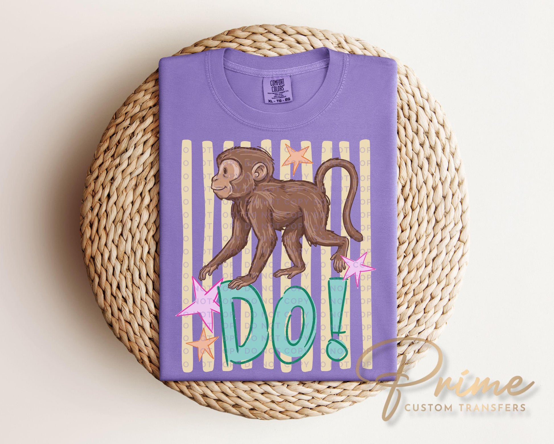 Monkey See Monkey Do DTF Transfer, Ready to Press, Trendy Summer Tshirt Design
