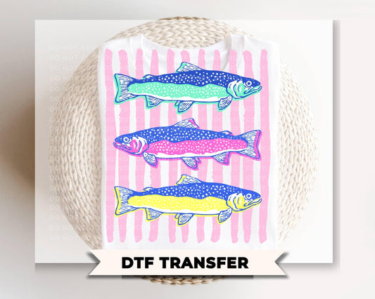 Preppy Fish DTF Transfer, Ready to Press, Coastal Summer T-Shirt Design
