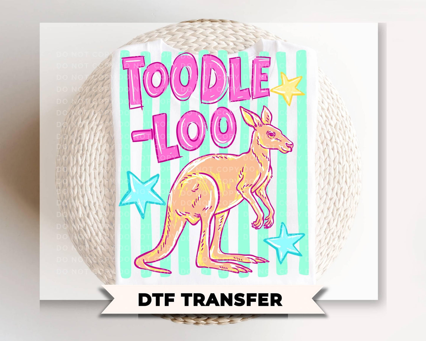 Toodle Loo Kangaroo DTF Transfer, Ready to Press, Trendy Summer T-Shirt Design