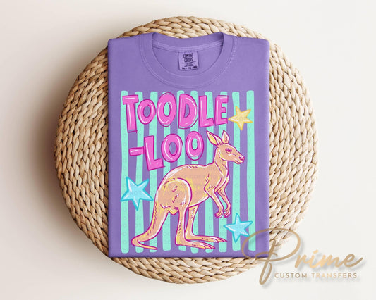 Toodle Loo Kangaroo DTF Transfer, Ready to Press, Trendy Summer T-Shirt Design