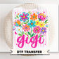 Striped Wildflowers Gigi DTF Transfer, Ready to Press T-shirt Design, Gift for Grandma