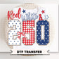 Red White & 250 Anniversary DTF Transfer, Coquette 4th of July Tshirt Design