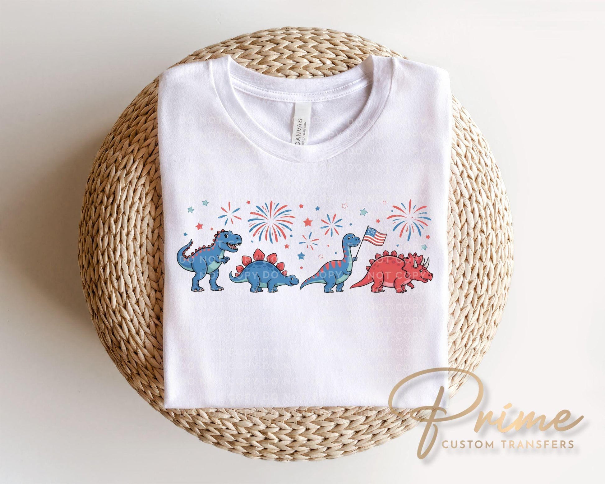 Patriotic Dinosaurs DTF Transfer, Ready to Press, Boys 4th of July Tshirt Design