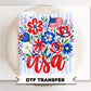 Striped Wildflower USA DTF Transfer, Ready to Press, 4th of July Tshirt Design