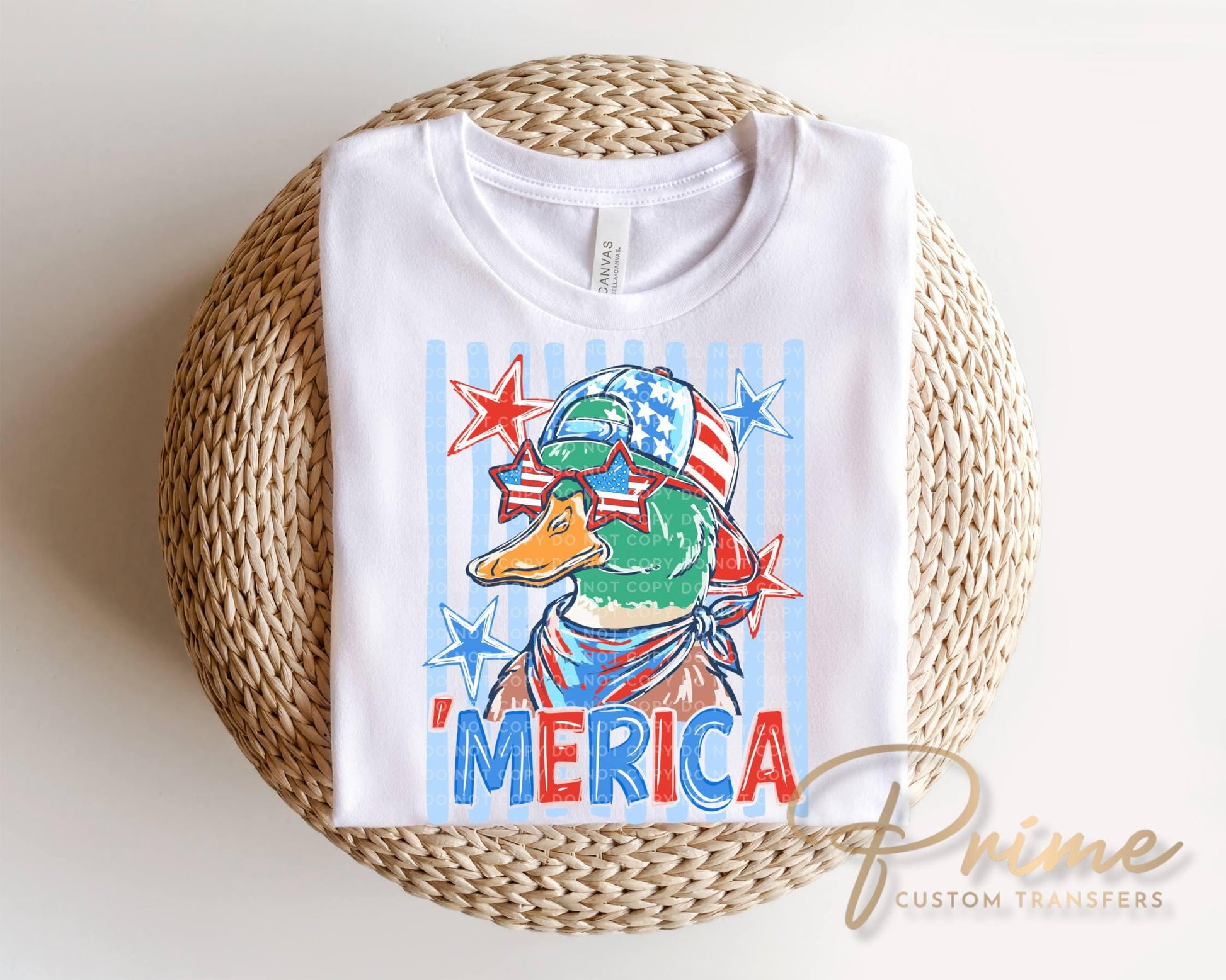 Merica Duck DTF Transfer, Patriotic Mallard, 4th of July Tshirt Design