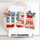 Faux Quilted USA DTF Transfer, Memorial Day, 4th of July Tshirt Design