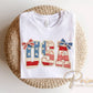 Faux Quilted USA DTF Transfer, Memorial Day, 4th of July Tshirt Design