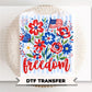 Striped Wildflower Freedom DTF Transfer, Ready to Press, 4th of July Tshirt Design