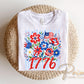 Striped Wildflower 1776 DTF Transfer, Ready to Press, 4th of July Tshirt Design