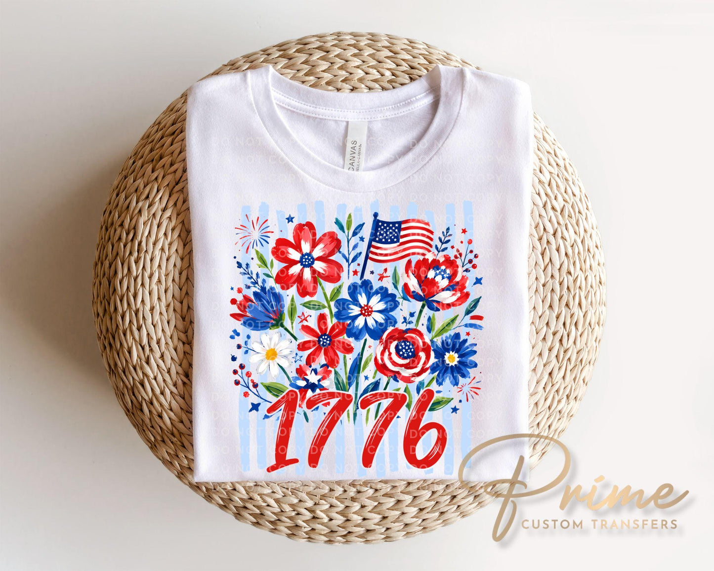 Striped Wildflower 1776 DTF Transfer, Ready to Press, 4th of July Tshirt Design