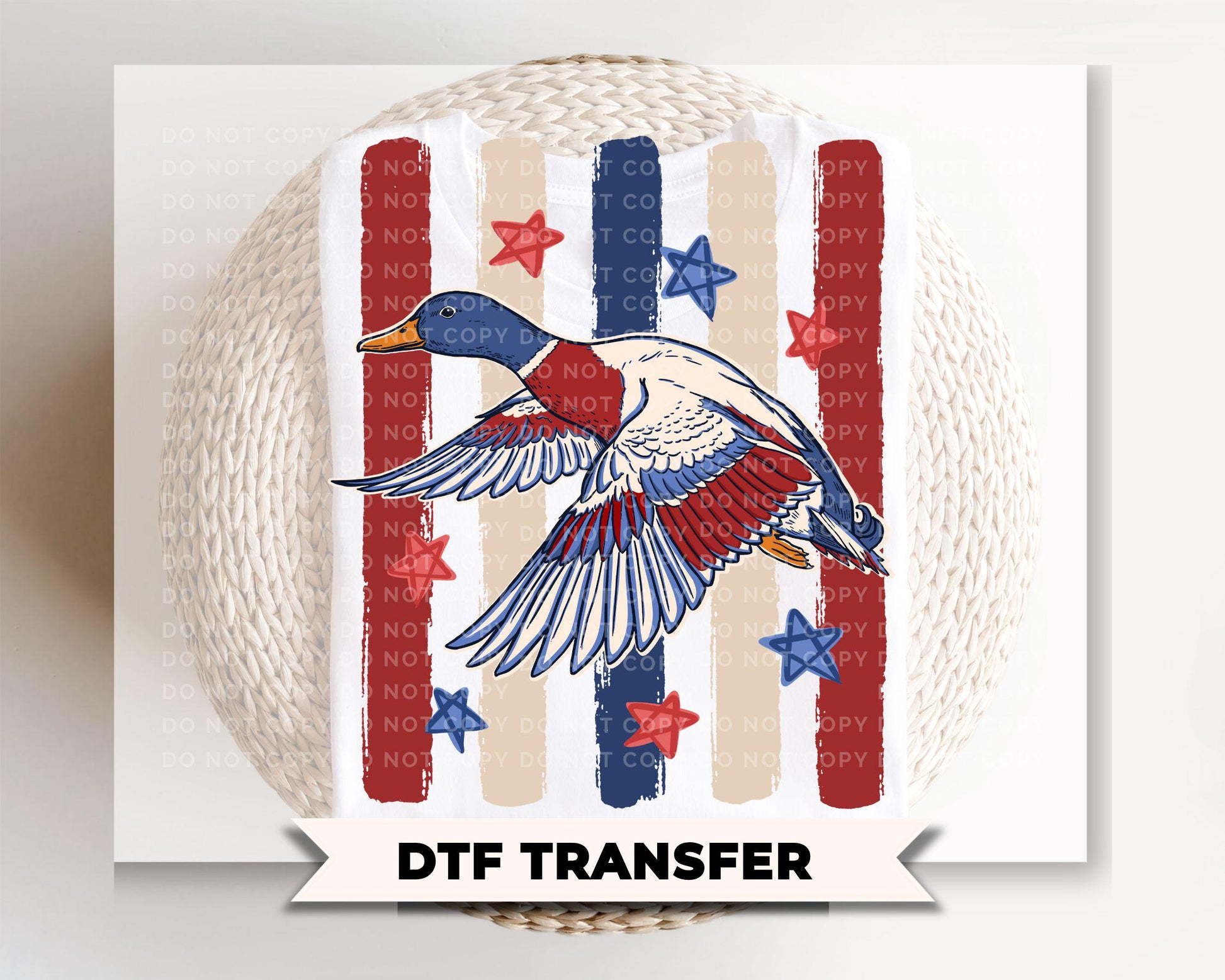 Patriotic Mallard Duck 1776 DTF Transfer, Ready to Press, Mens 4th of July Tshirt Design