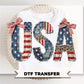 Faux Quilted USA DTF Transfer, Memorial Day, 4th of July Tshirt Design
