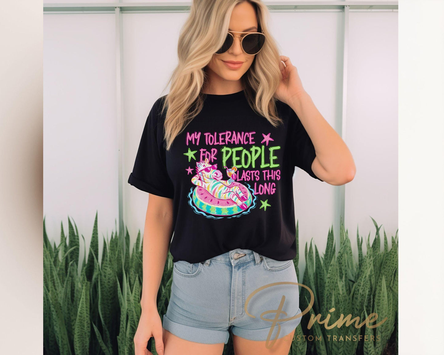 My Tolerance for People Lasts This Long DTF Transfer, Funny Zebra T-Shirt Design