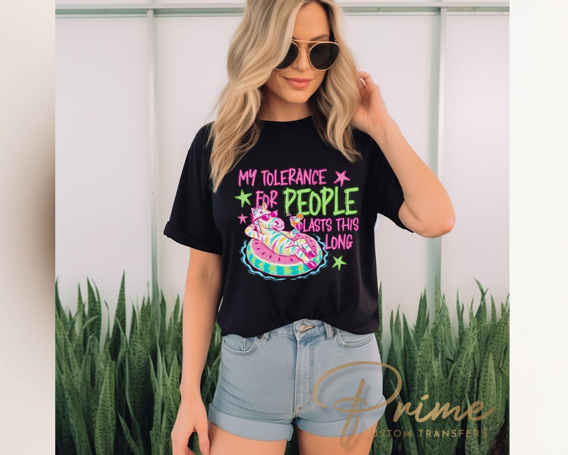 My Tolerance for People Lasts This Long DTF Transfer, Funny Zebra T-Shirt Design