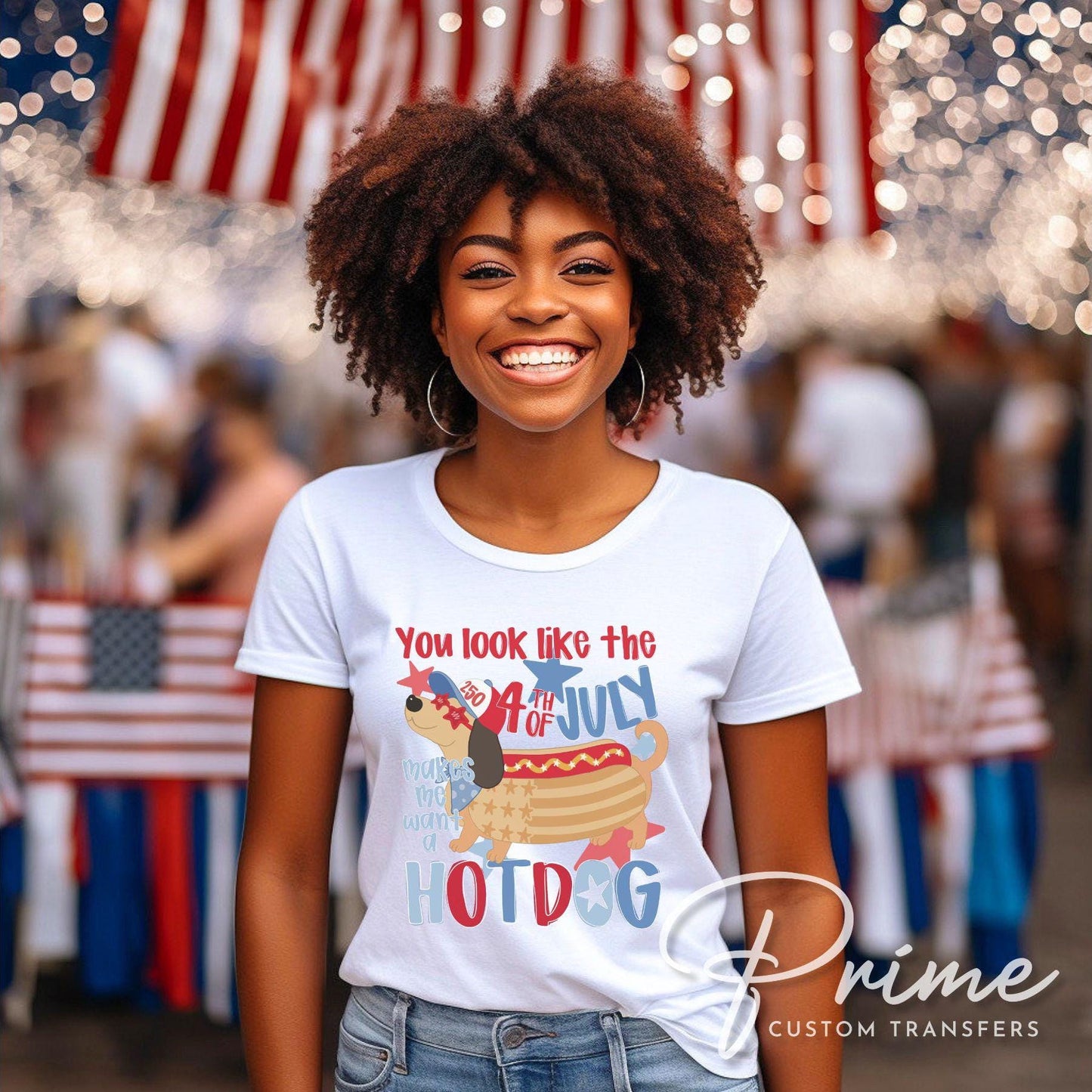 Patriotic Dachshund DTF Transfer, Ready to Press, Funny 4th of July Tshirt Design