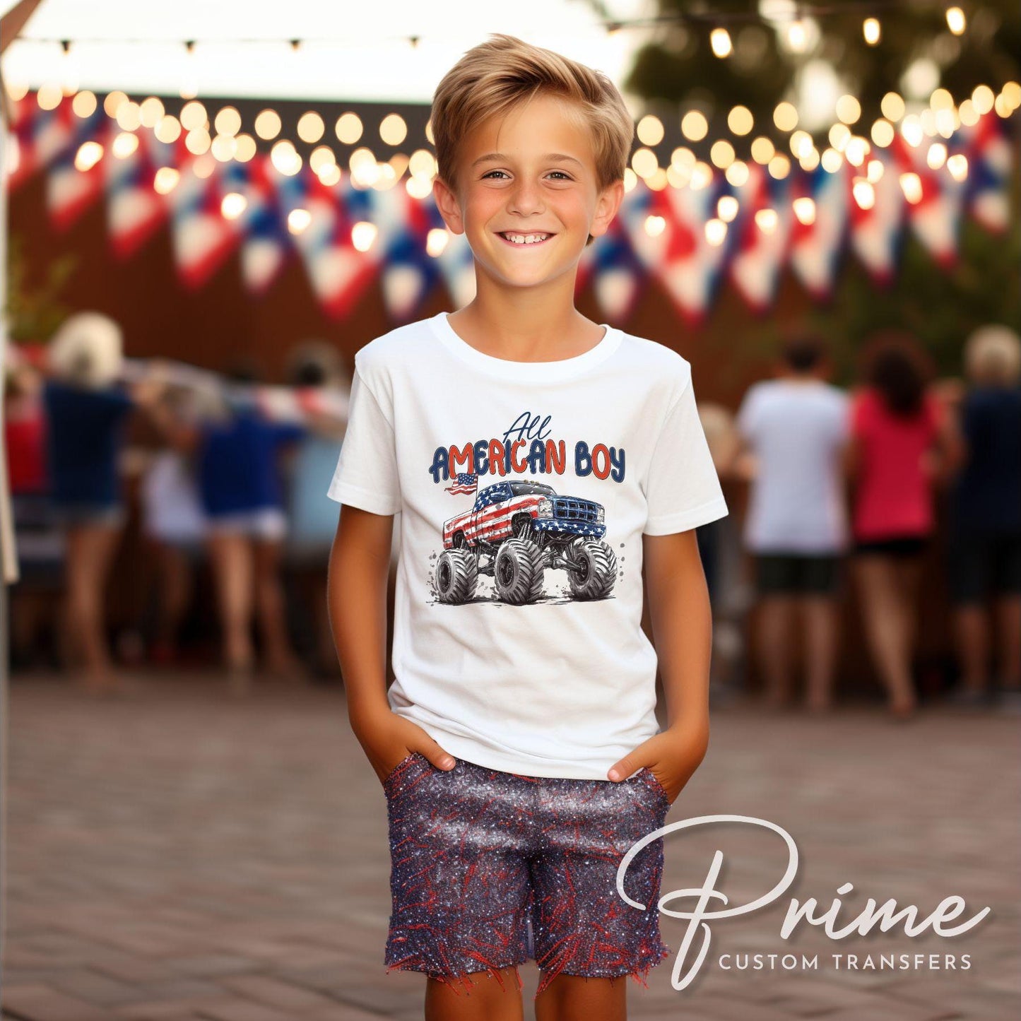 Patriotic Monster Truck DTF Transfer, Ready to Press, Boy 4th of July Tshirt Design