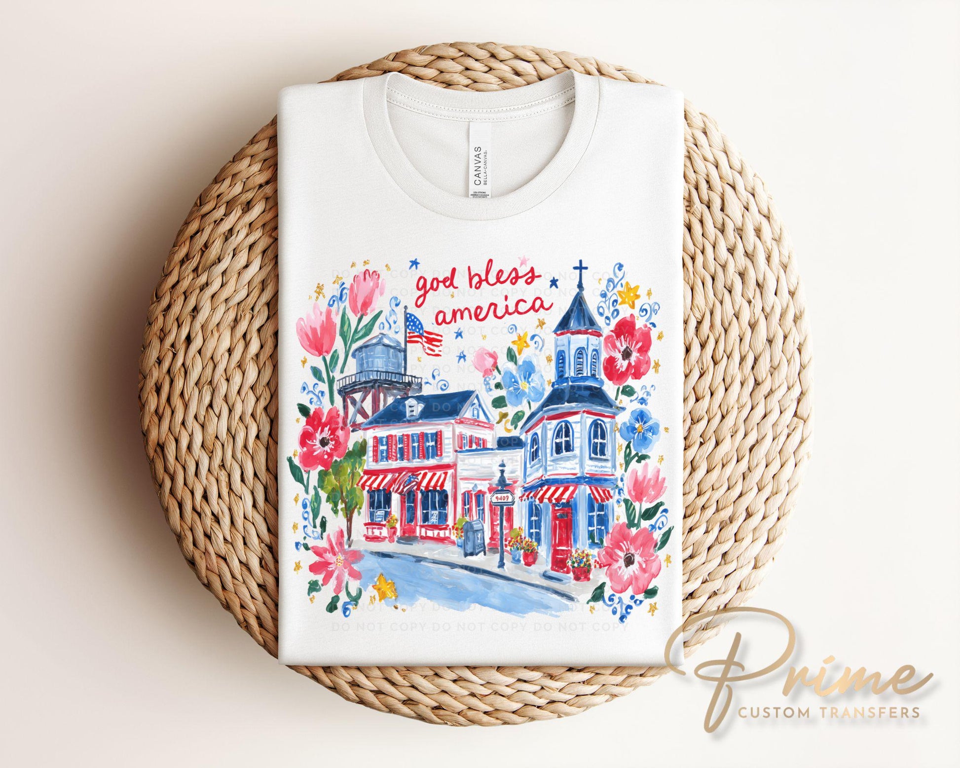 God Bless America DTF Transfer, Patriotic Small Town, 4th of July Tshirt Design