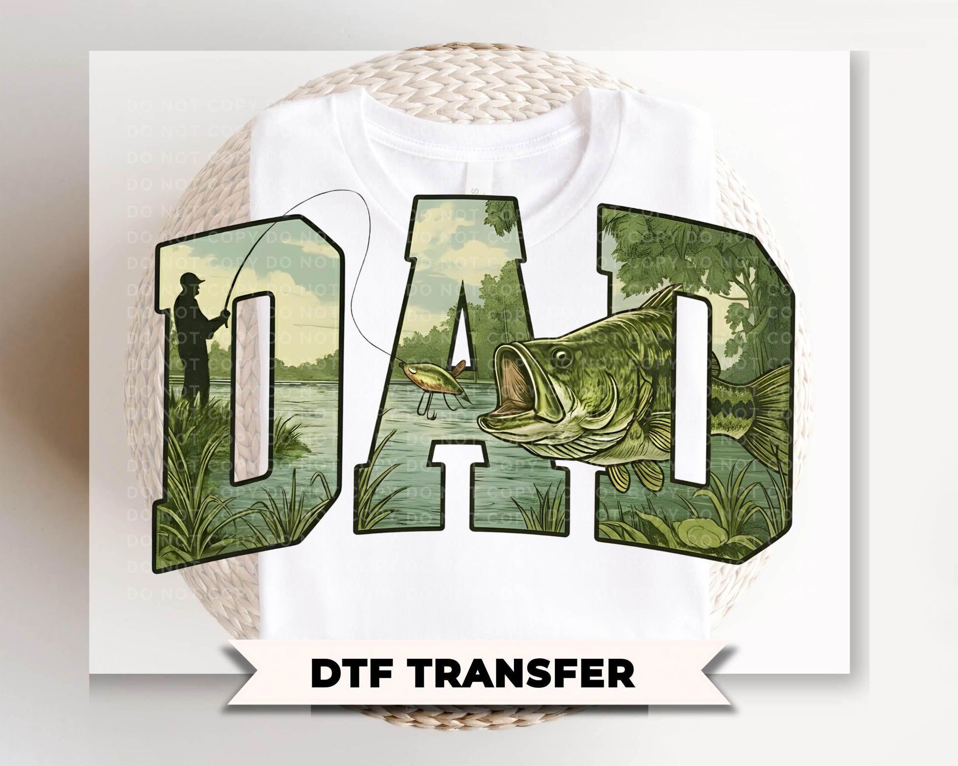Bass Fishing Dad DTF Transfer, Ready to Press, Father's Day Tshirt Design