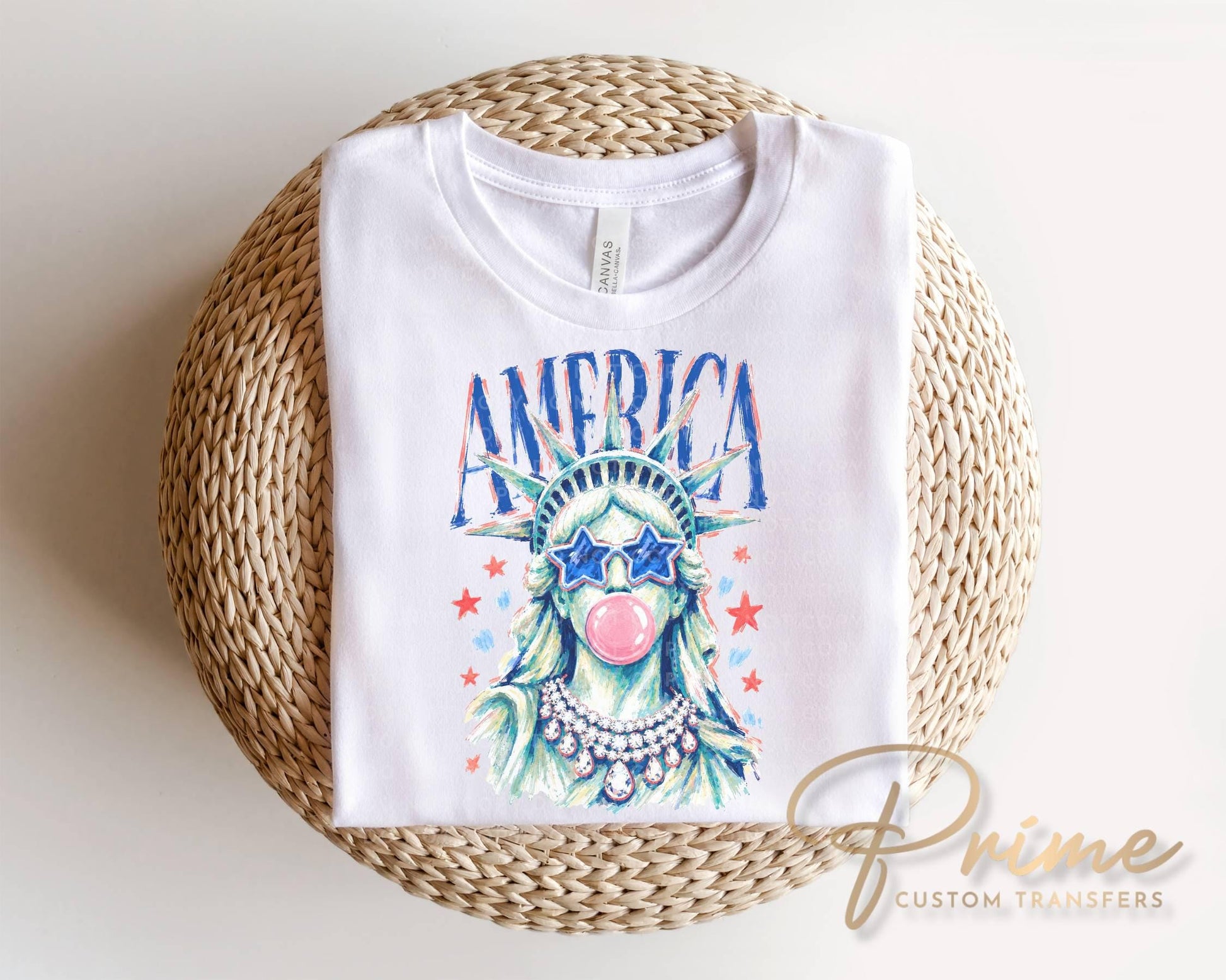 Brushstroke Statue of Liberty DTF Transfer, Ready to Press, Preppy 4th of July Tshirt Design