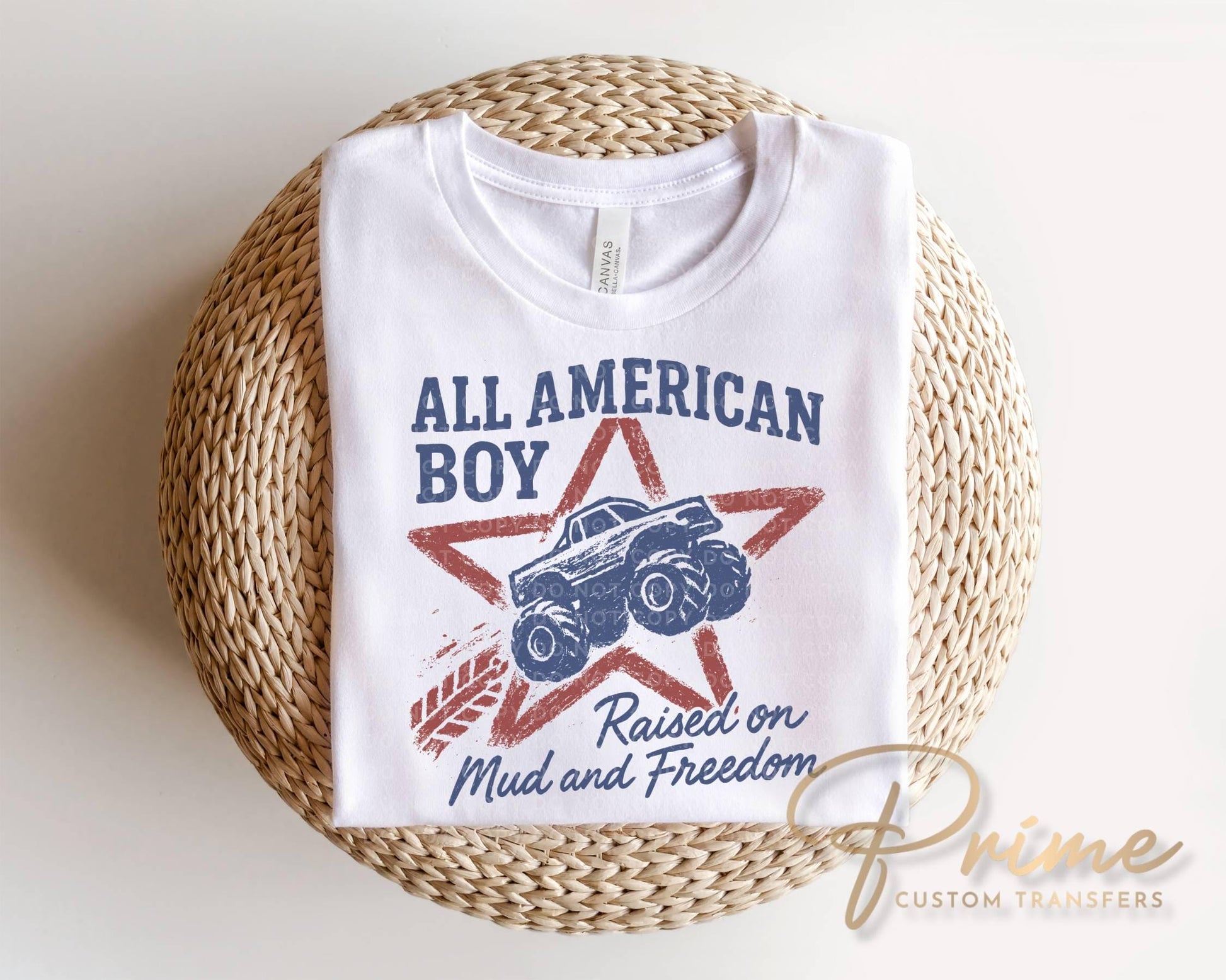 All American Boy DTF Transfer, Ready to Press, 4th of July Tshirt Design