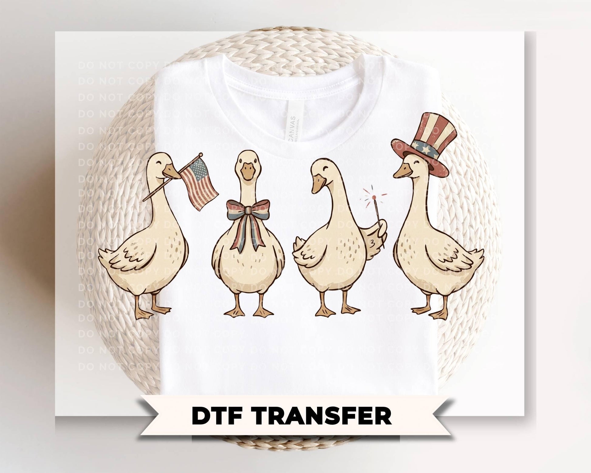 American Goose DTF Transfer, Ready to Press, Patriotic 4th of July Tshirt Design