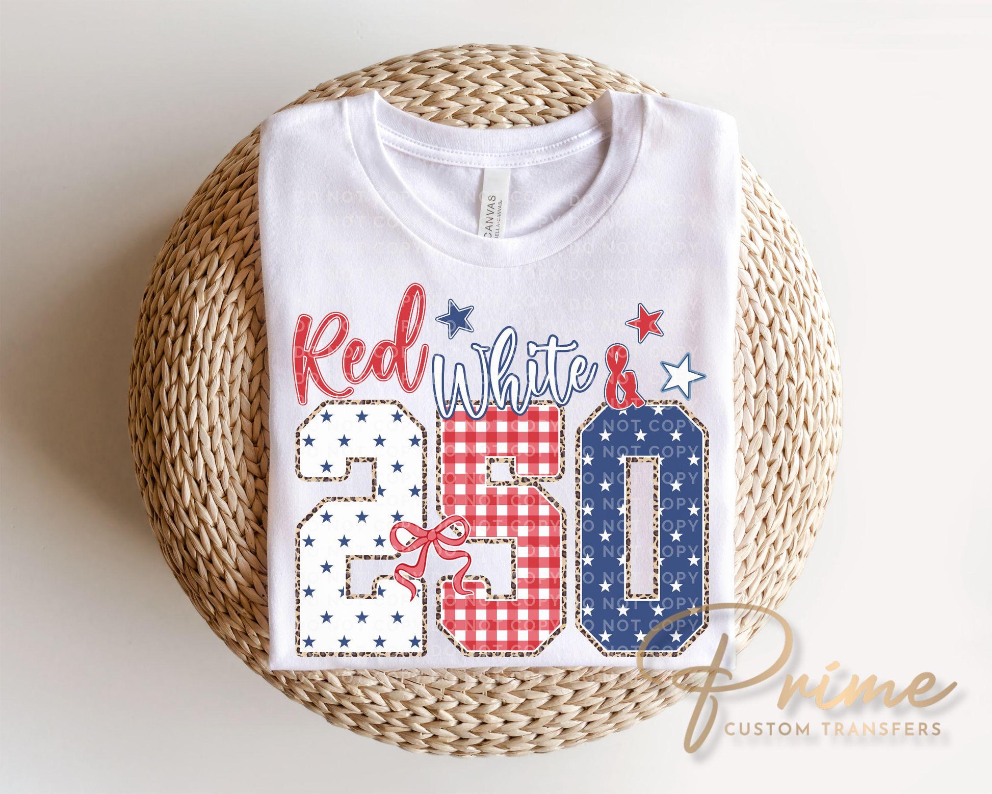 Red White & 250 Anniversary DTF Transfer, Coquette 4th of July Tshirt Design