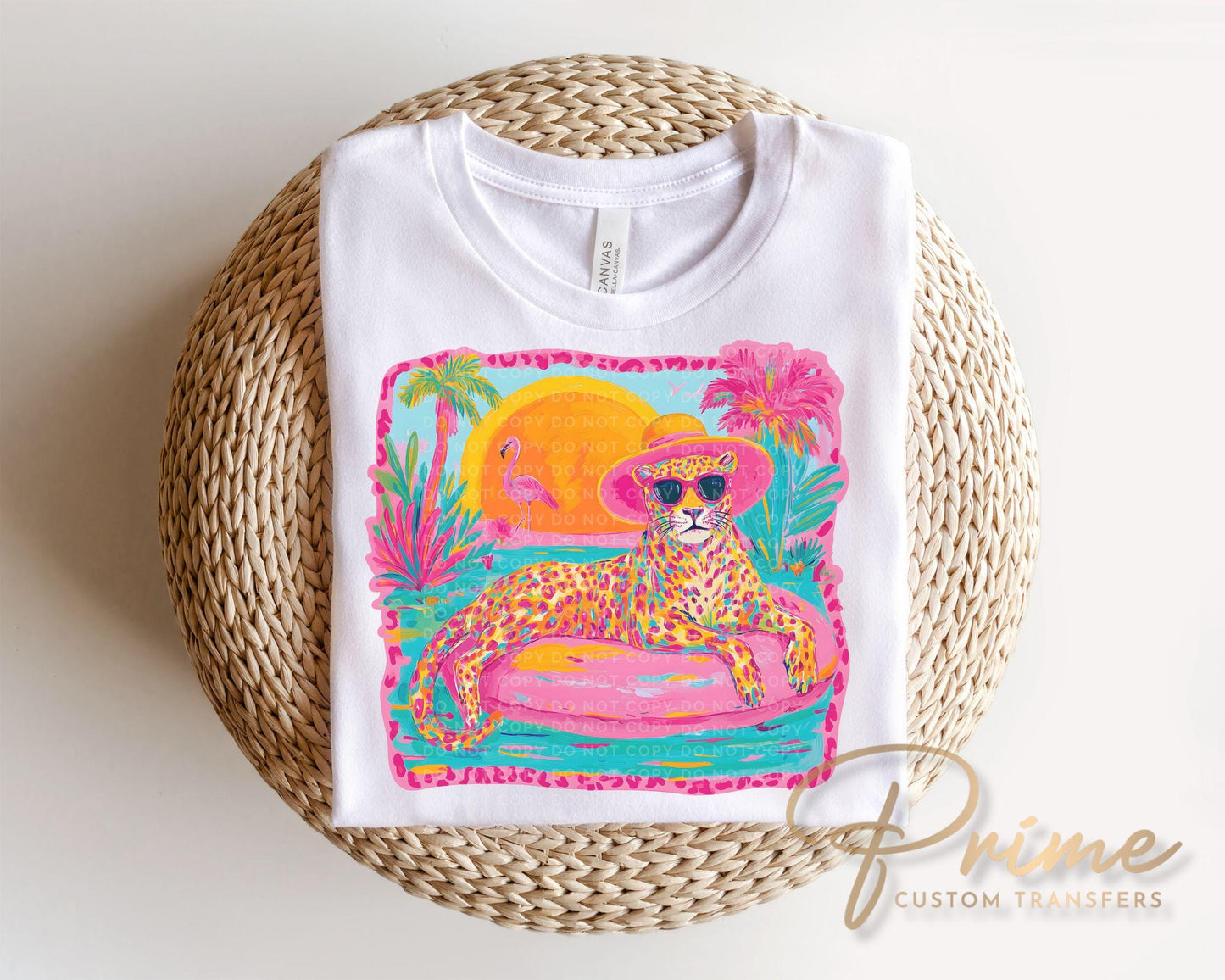 Summer Leopard DTF Transfer, Ready to Press, Trendy Beach T-Shirt Design