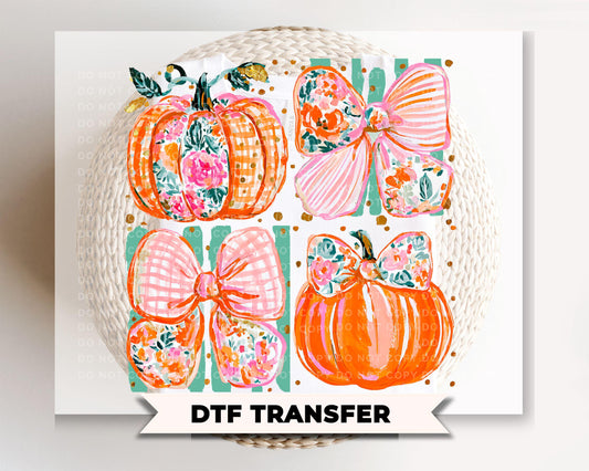 Preppy Striped Pumpkins DTF Transfer, Ready to Press, Trendy Fall Tshirt Design