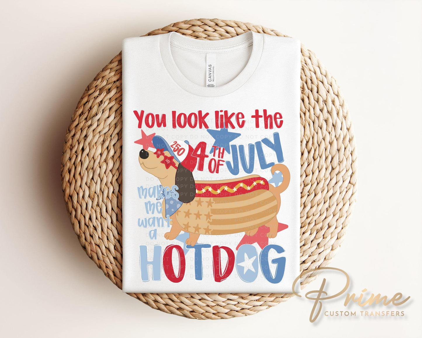 Patriotic Dachshund DTF Transfer, Ready to Press, Funny 4th of July Tshirt Design