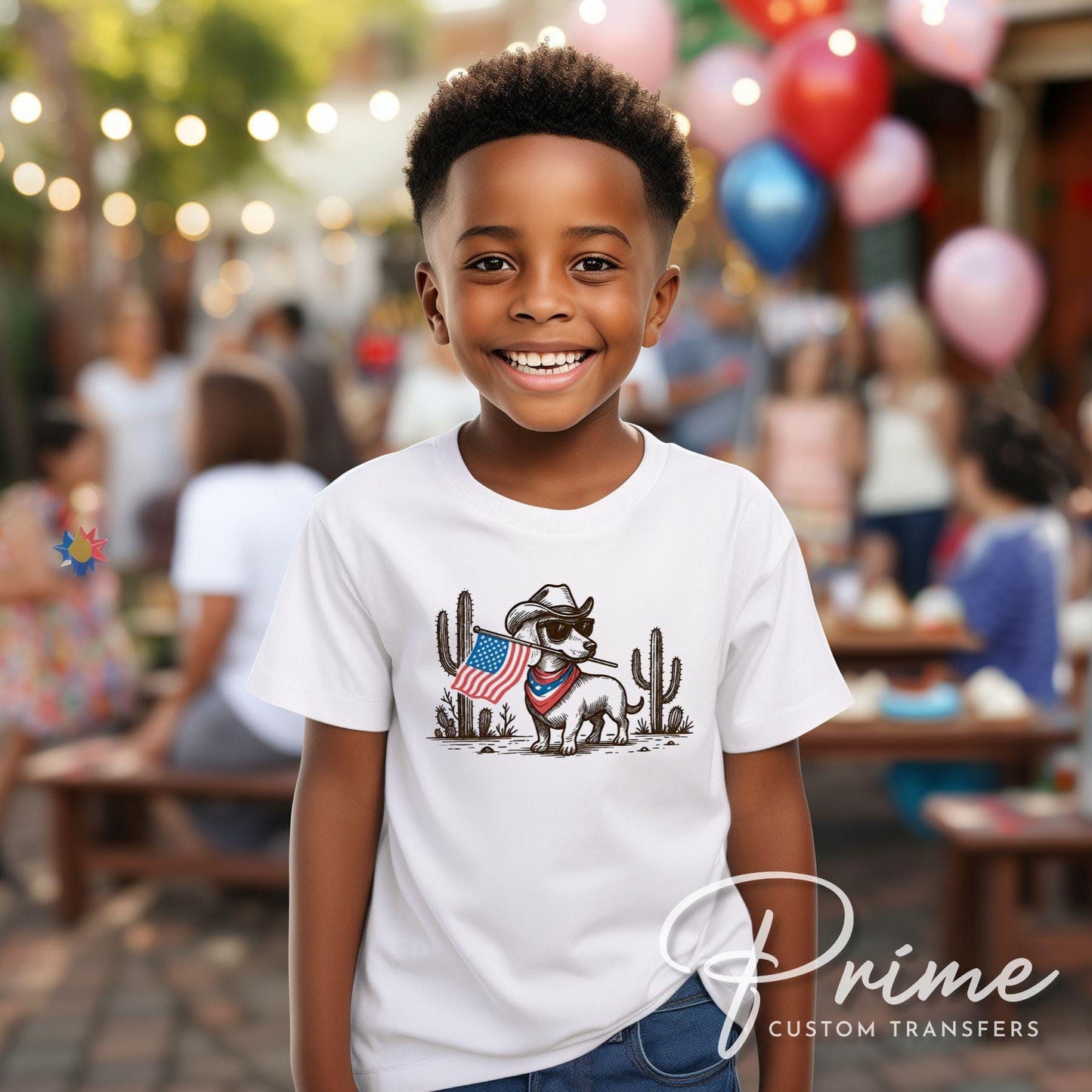 Patriotic Dachshund DTF Transfer, Western Cowboy, 4th of July Tshirt Design