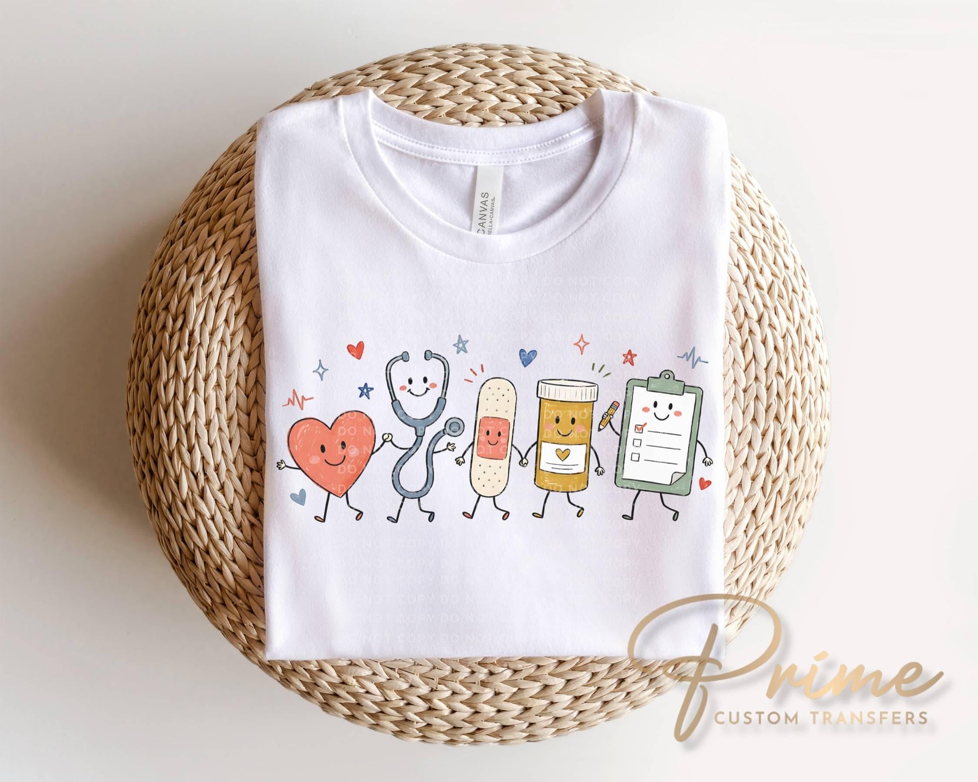 Nurse Doodle Characters DTF Transfer, Ready to Press, Nursing Tshirt Design