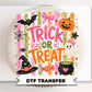 Trick or Treat DTF Transfer, Ready to Press, Trendy Striped Halloween Tshirt Design